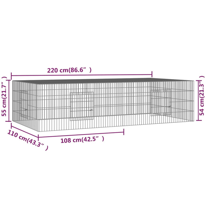 Conigliera con 2 Pannelli 220x110x55 cm Ferro Zincato cod mxl 53173