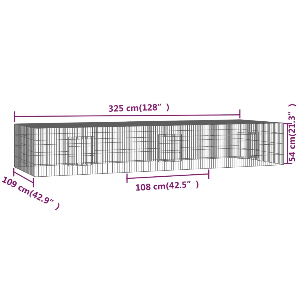 Conigliera con 3 Pannelli 325x109x54 cm Ferro Zincato cod mxl 43354