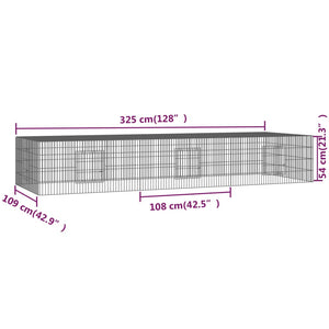 Conigliera con 3 Pannelli 325x109x54 cm Ferro Zincato cod mxl 43354