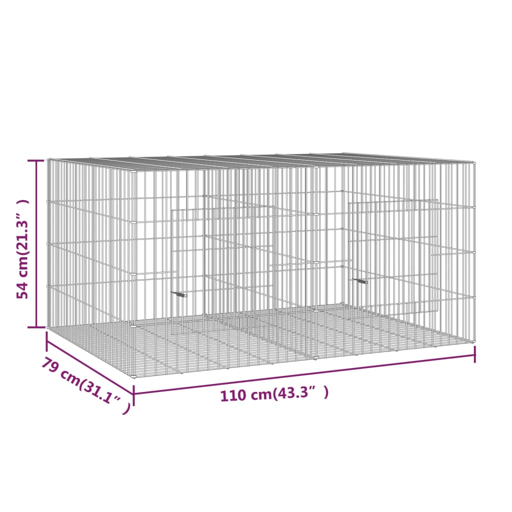 Conigliera con 2 Pannelli 110x79x54 cm Ferro Zincato cod mxl 49966