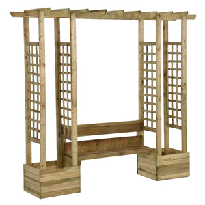 Pergola da Giardino Panca e Vasi Legno Massello Pino Impregnato 318565