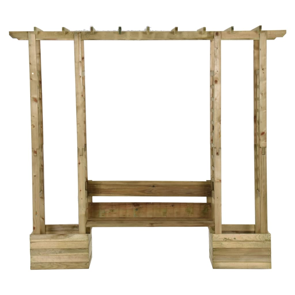 Pergola da Giardino Panca e Vasi Legno Massello Pino Impregnato 318565