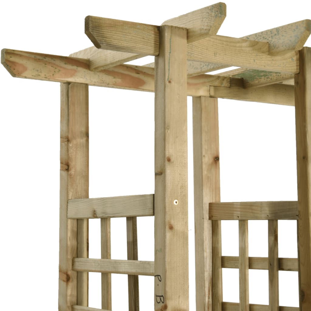 Pergola da Giardino Panca e Vasi Legno Massello Pino Impregnato 318565