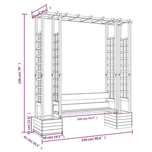 Pergola da Giardino Panca e Vasi Legno Massello Pino Impregnato 318565