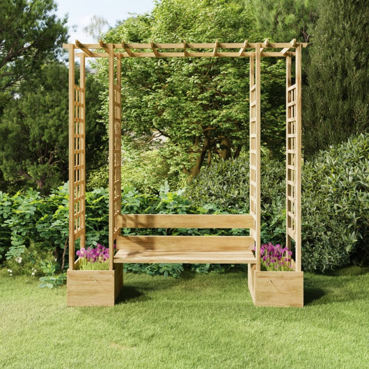 Pergola da Giardino Panca e Vasi Legno Massello Pino Impregnato 318565