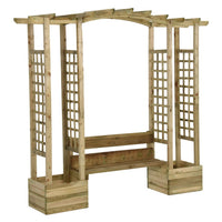 Pergola da Giardino Panca e Vasi Legno Massello Pino Impregnato 318566