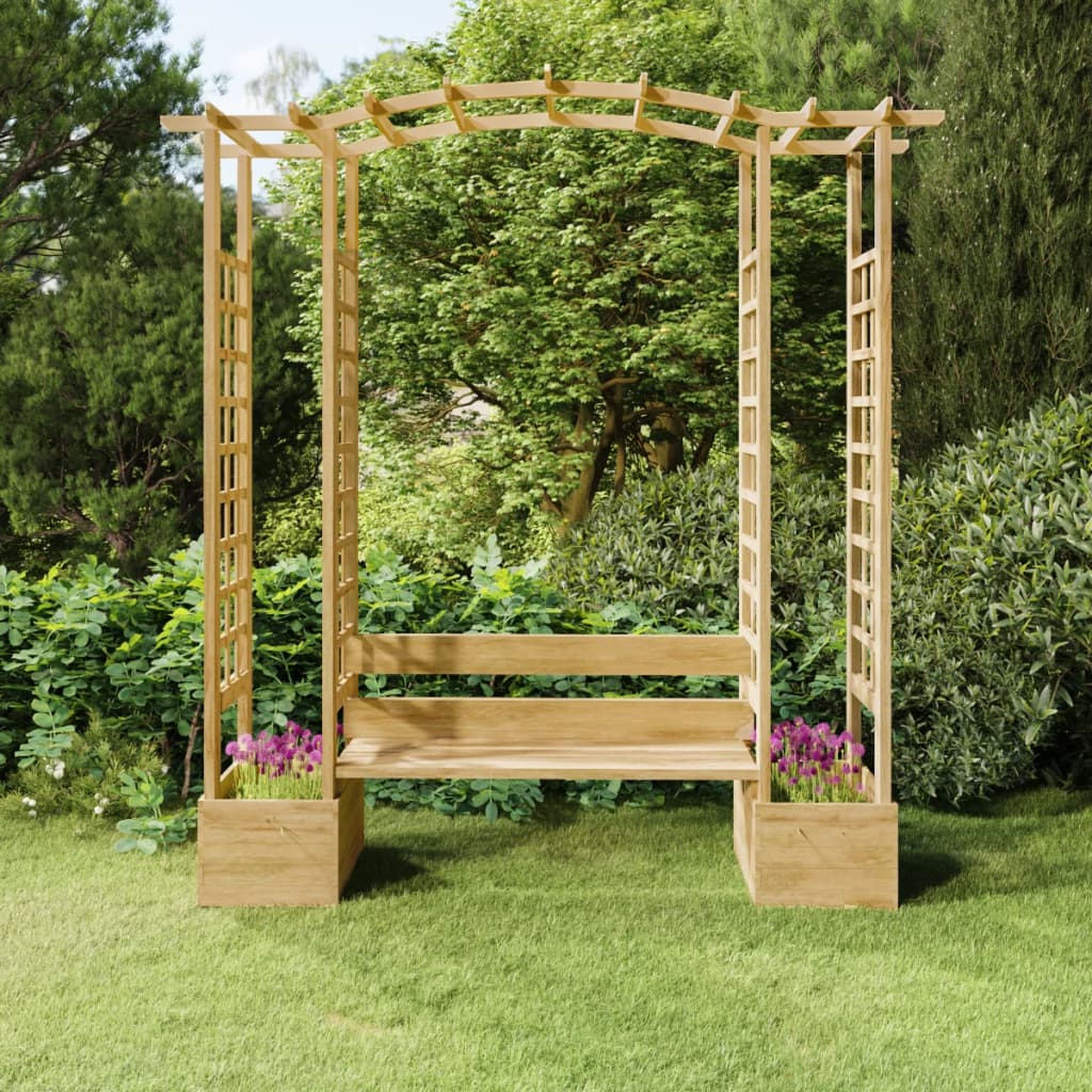 Pergola da Giardino Panca e Vasi Legno Massello Pino Impregnato 318566