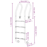 Scala per Piscina 54x38x184,5 cm Acciaio Inox 304 93456