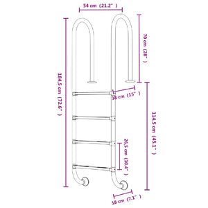 Scala per Piscina 54x38x184,5 cm Acciaio Inox 304 93459