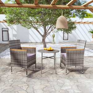 Set Mobili da Pranzo per Giardino 3 pz in Polyrattan Grigio cod mxl 38715