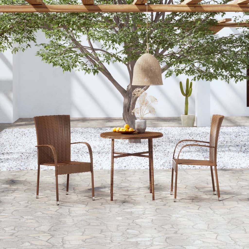 Set Mobili da Pranzo per Giardino 3 pz in Polyrattan Marrone 3098027