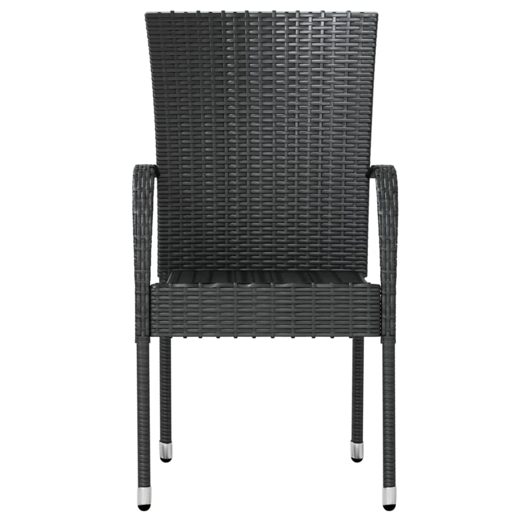 Set Mobili da Pranzo per Giardino 3 pz Polyrattan Nero cod mxl 40306