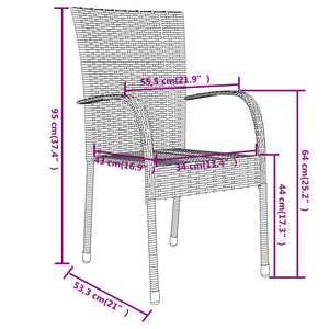 Set Mobili da Pranzo per Giardino 3 pz Polyrattan Nero cod mxl 40306