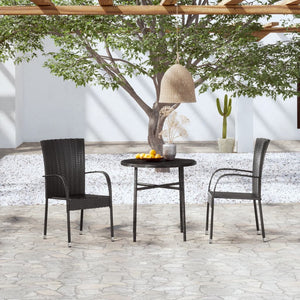 Set Mobili da Pranzo per Giardino 3 pz Polyrattan Nero cod mxl 40306