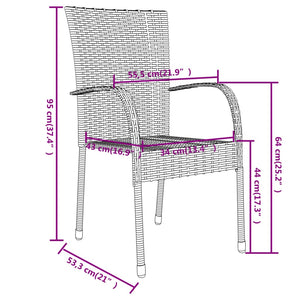 Set Mobili da Pranzo per Giardino 3 pz in Polyrattan Grigio cod mxl 39308