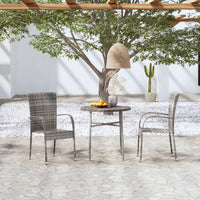 Set Mobili da Pranzo per Giardino 3 pz in Polyrattan Grigio cod mxl 39308