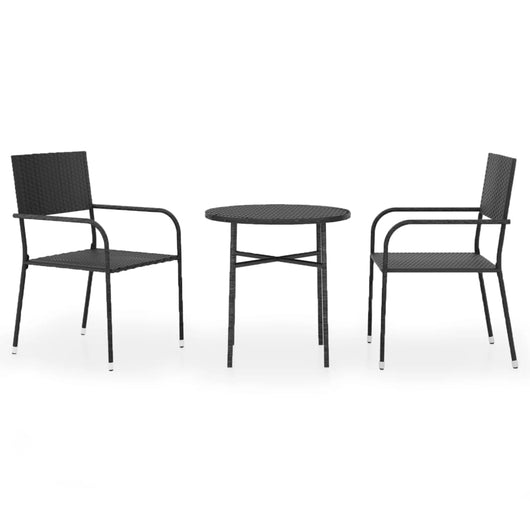 Set Mobili da Pranzo per Giardino 3 pz Polyrattan Nero cod mxl 39352