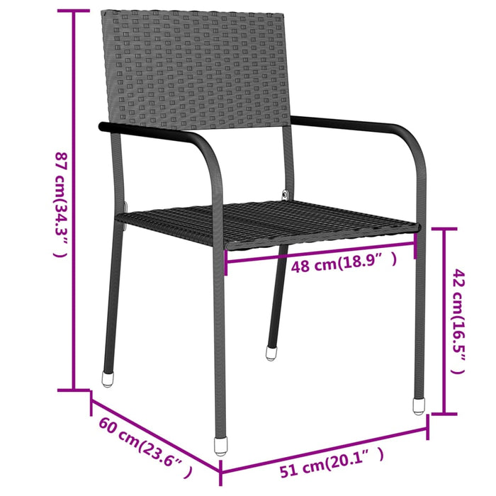 Set Mobili da Pranzo per Giardino 3 pz Polyrattan Nero cod mxl 39352