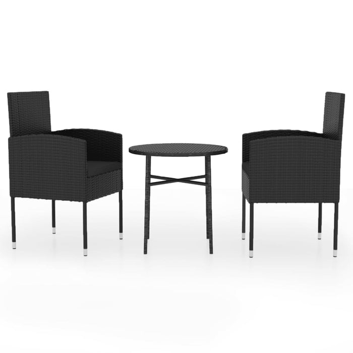 Set Mobili da Pranzo per Giardino 3 pz Polyrattan Nero 3098036