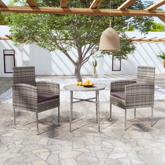 Set Mobili da Pranzo per Giardino 3 pz in Polyrattan Antracite cod mxl 39353