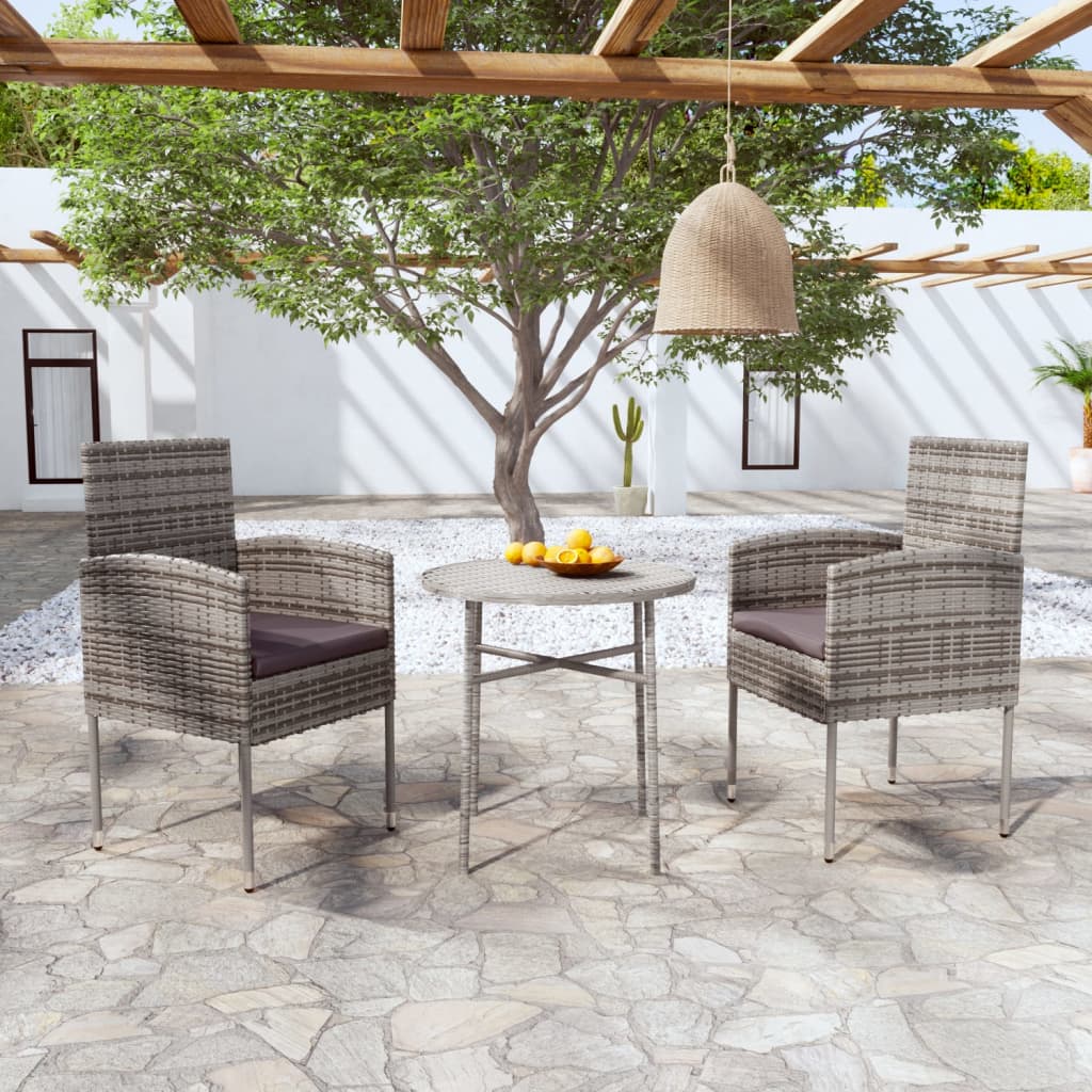 Set Mobili da Pranzo per Giardino 3 pz in Polyrattan Antracite