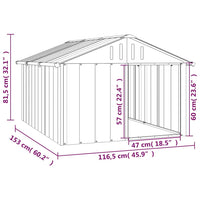 Casetta per Cani Antracite 116,5x153x81,5 cm Acciaio Zincato 171541