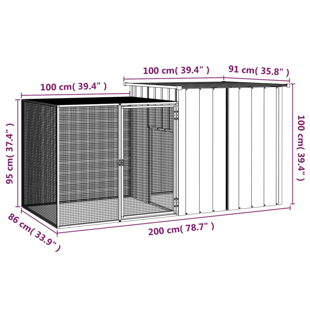 Gabbia per Polli grigio 200x91x100 cm Acciaio Zincato cod mxl 52826