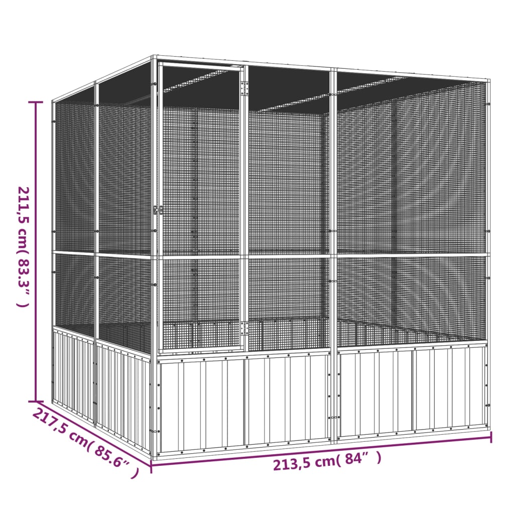 Gabbia Uccelli Antracite 213,5x217,5x211,5 cm Acciaio Zincato 171549