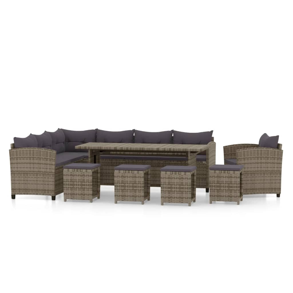 Set Divani da Giardino 7 pz con Cuscini in Polyrattan Grigio cod mxl 38722