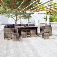 Set Divani da Giardino 7 pz con Cuscini in Polyrattan Grigio cod mxl 38722