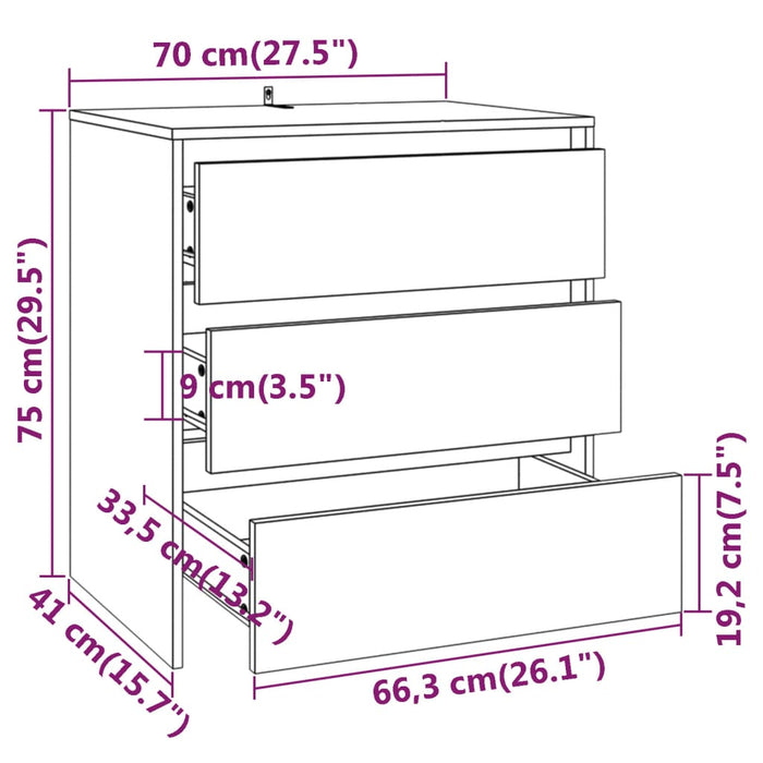 Credenze 3 pz Bianche in Legno Multistrato 3098065