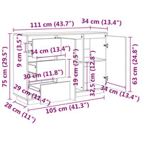 Credenza 111x34x75 cm in Legno Massello di Pino 813804