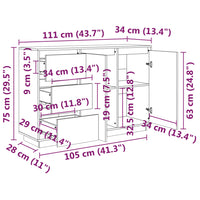 Credenza Bianca 111x34x75 cm in Legno Massello di Pino cod mxl 5795