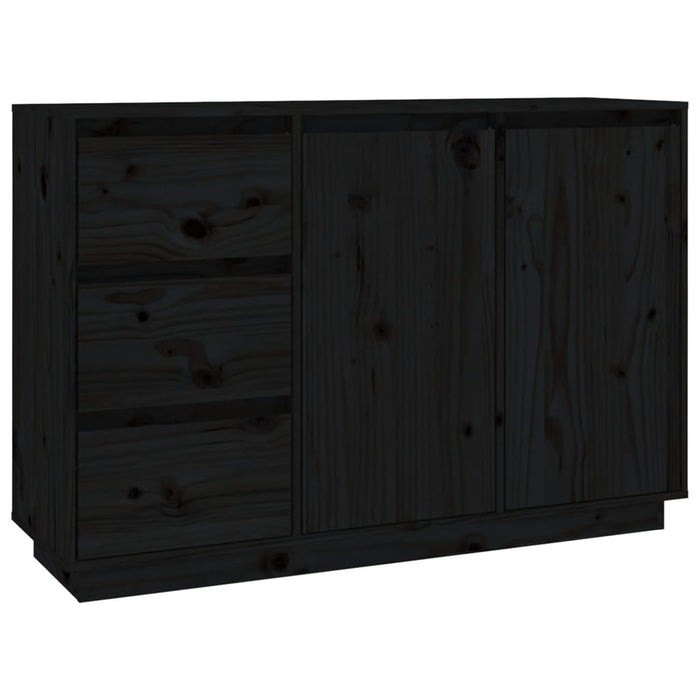 Credenza Nera 111x34x75 cm in Legno Massello di Pino 813808