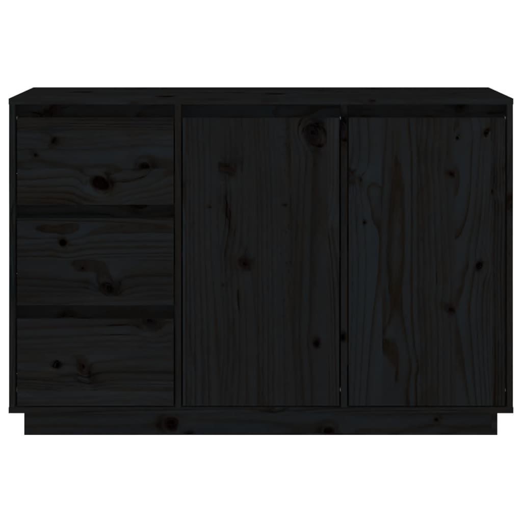 Credenza Nera 111x34x75 cm in Legno Massello di Pino 813808