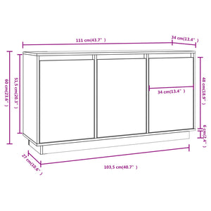 Credenza Bianca 111x34x60 cm in Legno Massello di Pino cod mxl 15055