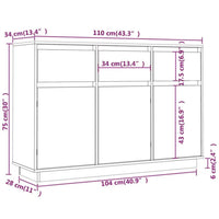 Credenza 110x34x75 cm in Legno Massello di Pino cod mxl 13926