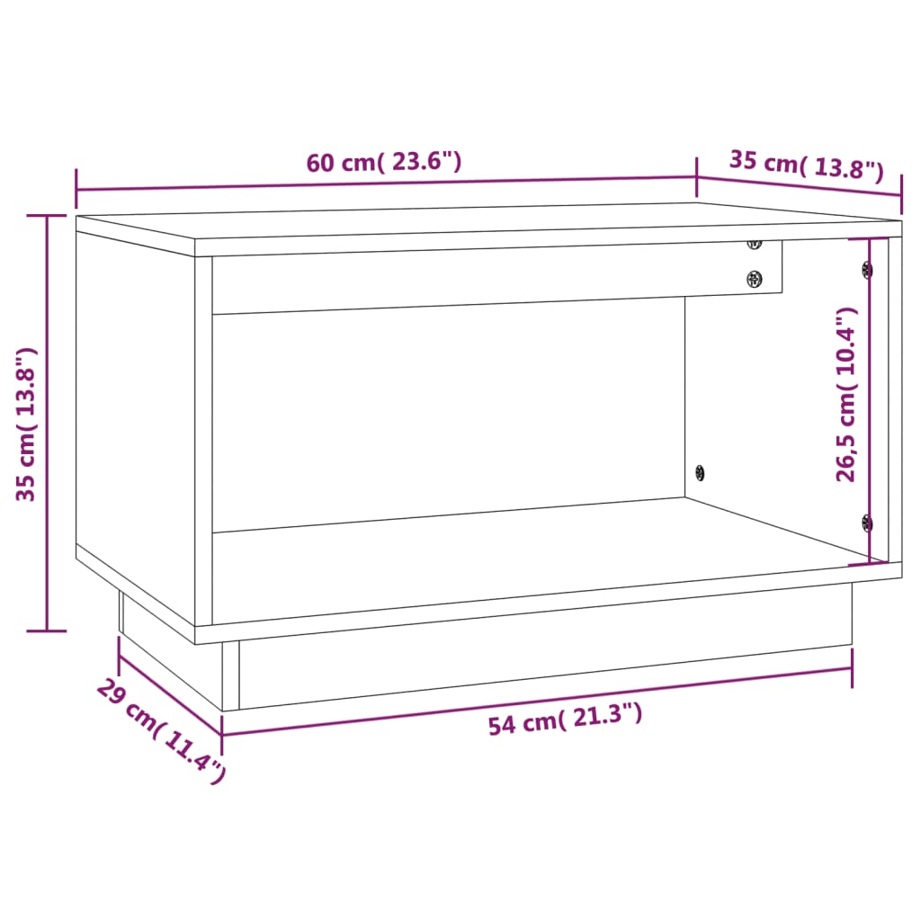 Mobile Porta TV 60x35x35 cm in Legno Massello di Pino