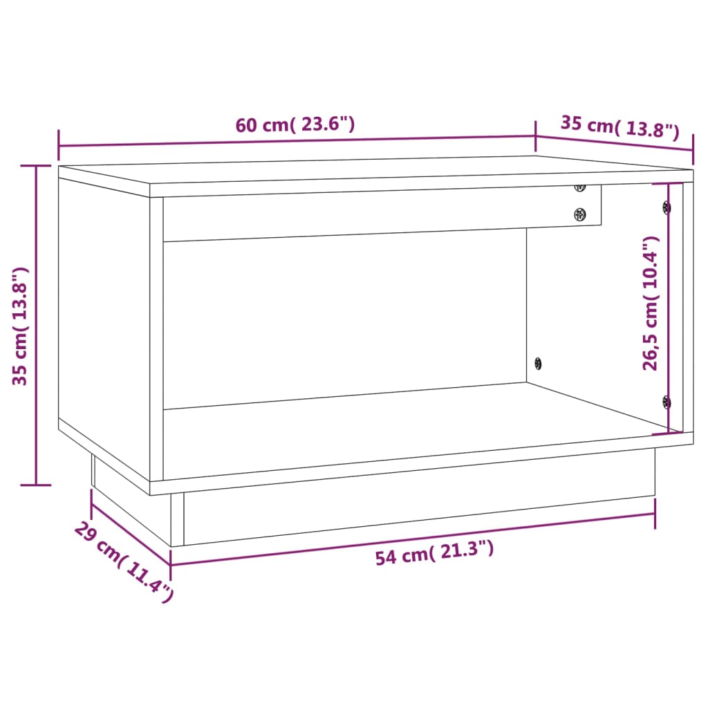 Mobile Porta TV Bianco 60x35x35 cm in Legno Massello di Pino