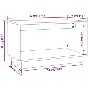 Mobile Porta TV Bianco 60x35x35 cm in Legno Massello di Pino cod 11104