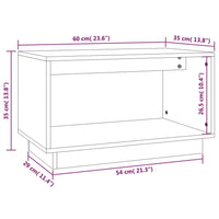 Mobile Porta TV Grigio 60x35x35 cm in Legno Massello di Pino 813826