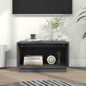 Mobile Porta TV Grigio 60x35x35 cm in Legno Massello di Pino 813826