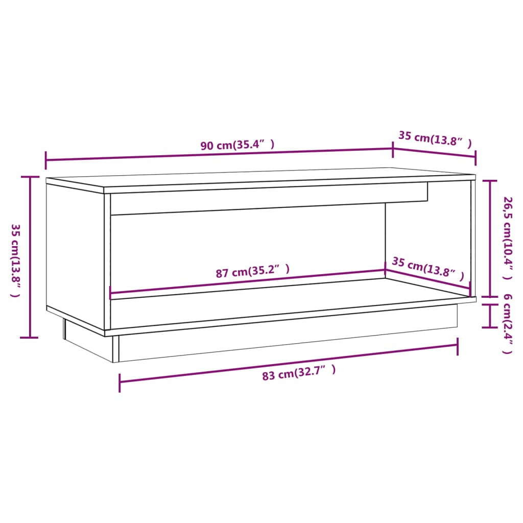 Mobile Porta TV Nero 90x35x35 cm in Legno Massello di Pino cod mxl 23052