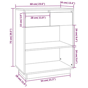 Mobile Consolle 60x34x75 cm in Legno Massello di Pino cod mxl 15404