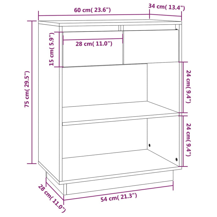 Mobile Consolle 60x34x75 cm in Legno Massello di Pino cod mxl 15404