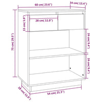 Mobile Consolle Nero 60x34x75 cm in Legno Massello di Pino cod mxl 20342