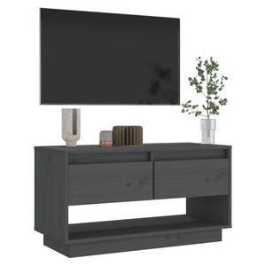 Mobile Porta TV Grigio 74x34x40 cm in Legno Massello di Pino