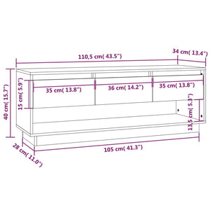 Mobile Porta TV Nero 110,5x34x40 cm in Legno Massello di Pino cod mxl 12390