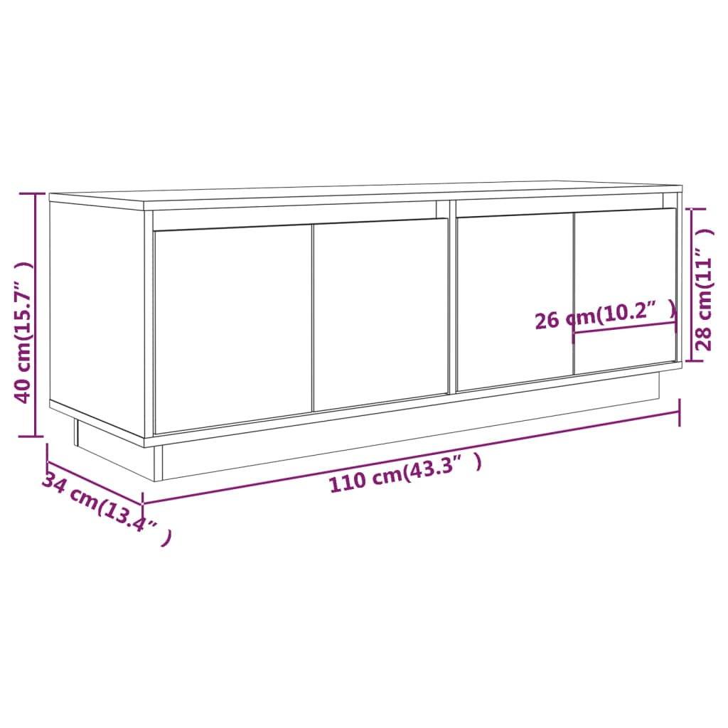 Mobile Porta TV 110x34x40 cm in Legno Massello di Pino 813849