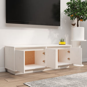 Mobile Porta TV Bianco 110x34x40 cm in Legno Massello di Pino 813850